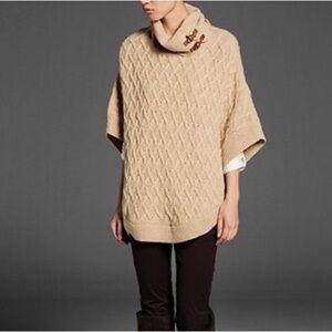 SFERRA Textured Knit Cowl Neck Sweater in Beige